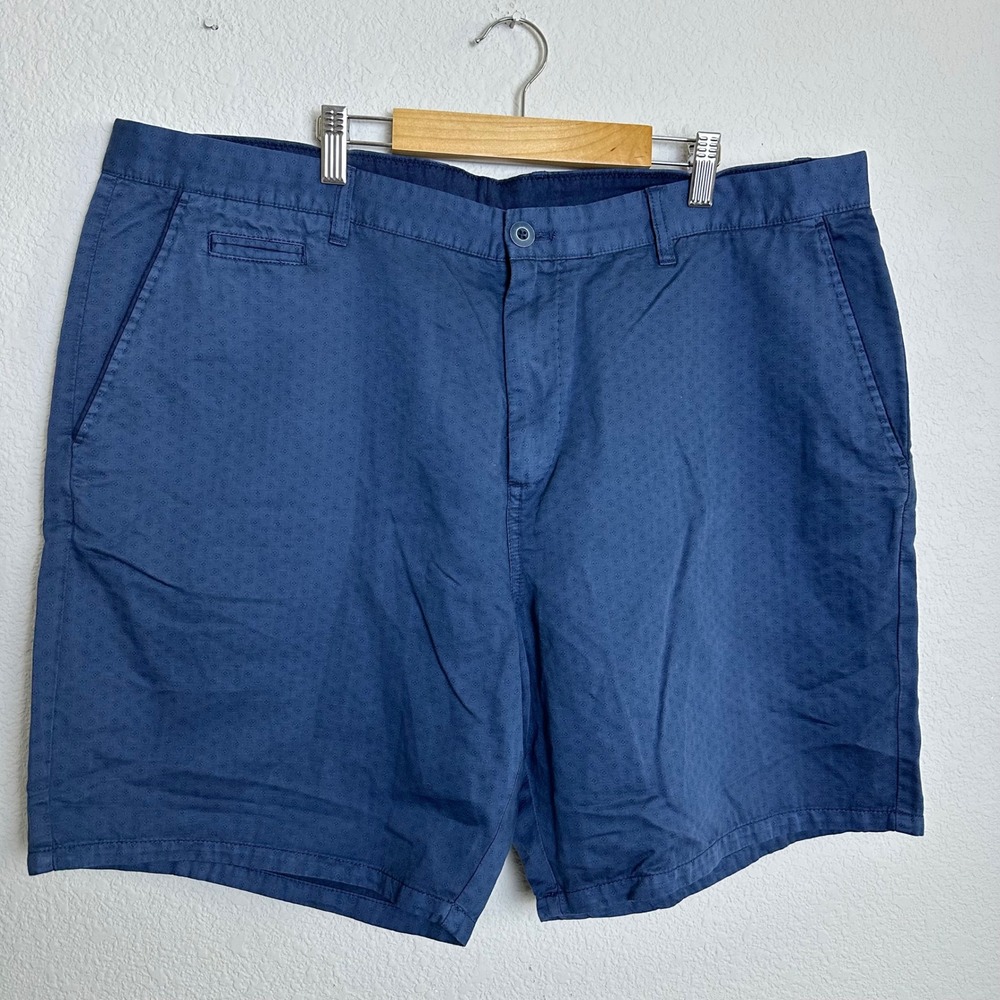 Johnnie-O Mens Blue Cotton Linen Micro Pattern Flat Front Shorts Size 40